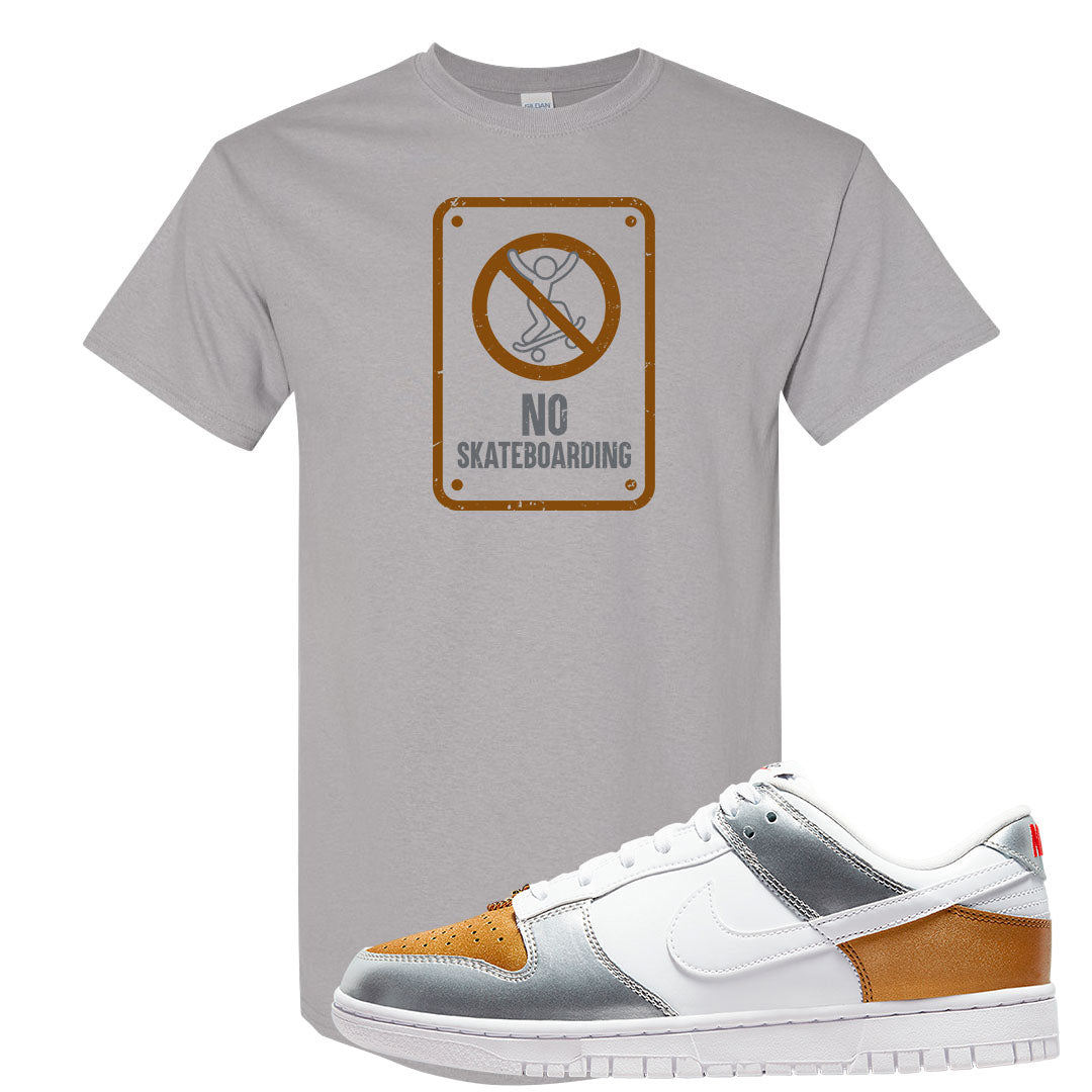 Gold Silver Red Low Dunks T Shirt | No Skating Sign, Gravel