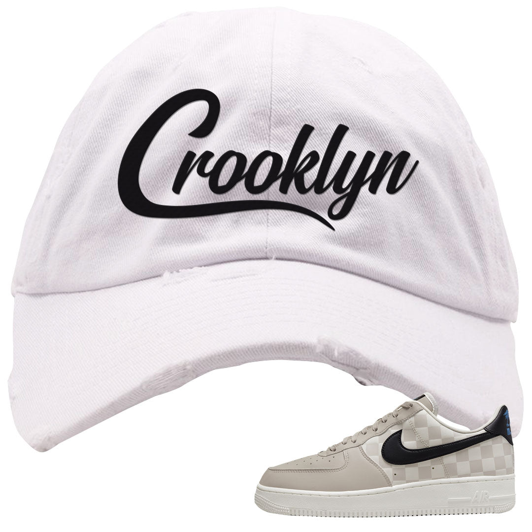 King Day Low AF 1s Distressed Dad Hat | Crooklyn, White