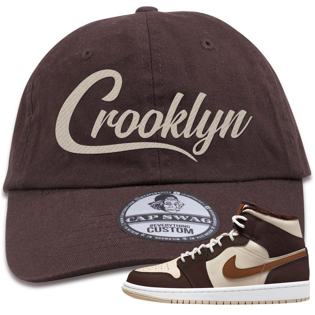 Brown Fleece Mid 1s Dad Hat | Crooklyn, Brown