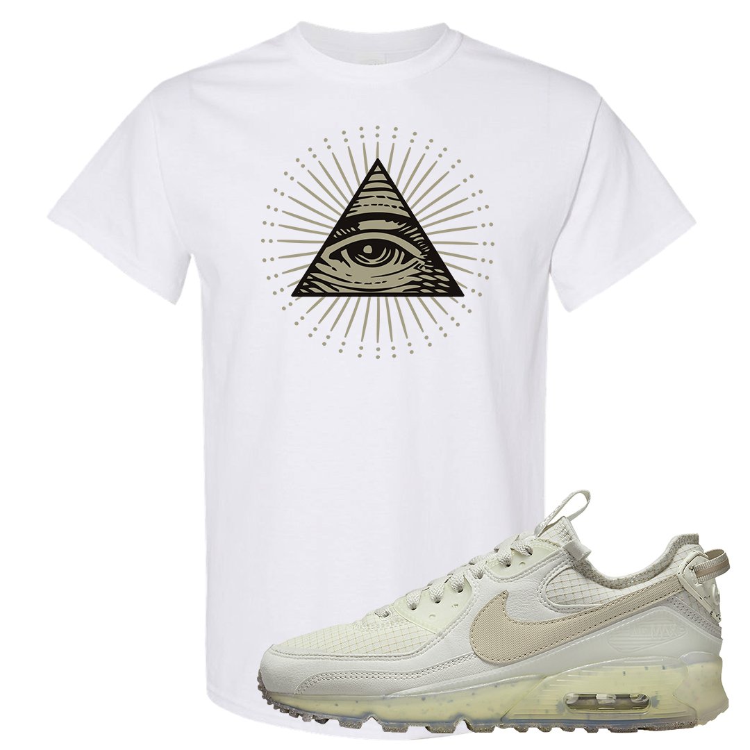 Terrascape Light Bone 90s T Shirt | All Seeing Eye, White