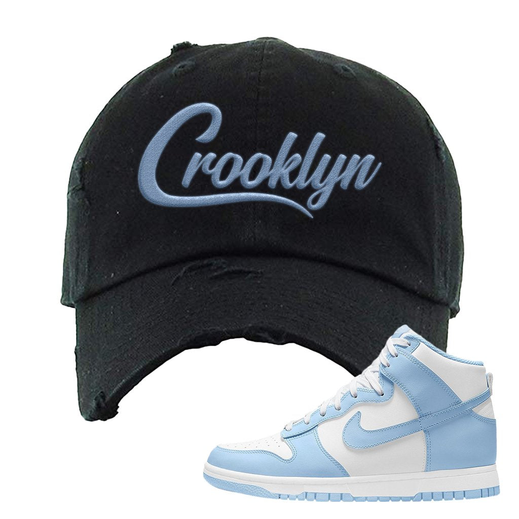 Aluminum High Dunks Distressed Dad Hat | Crooklyn, Black