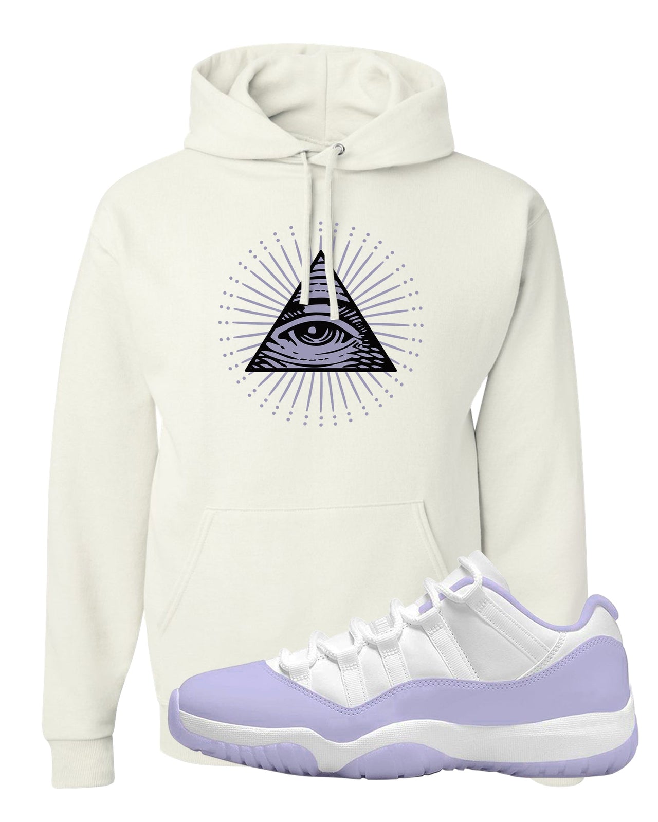 Pure Violet Low 11s Hoodie | All Seeing Eye, White