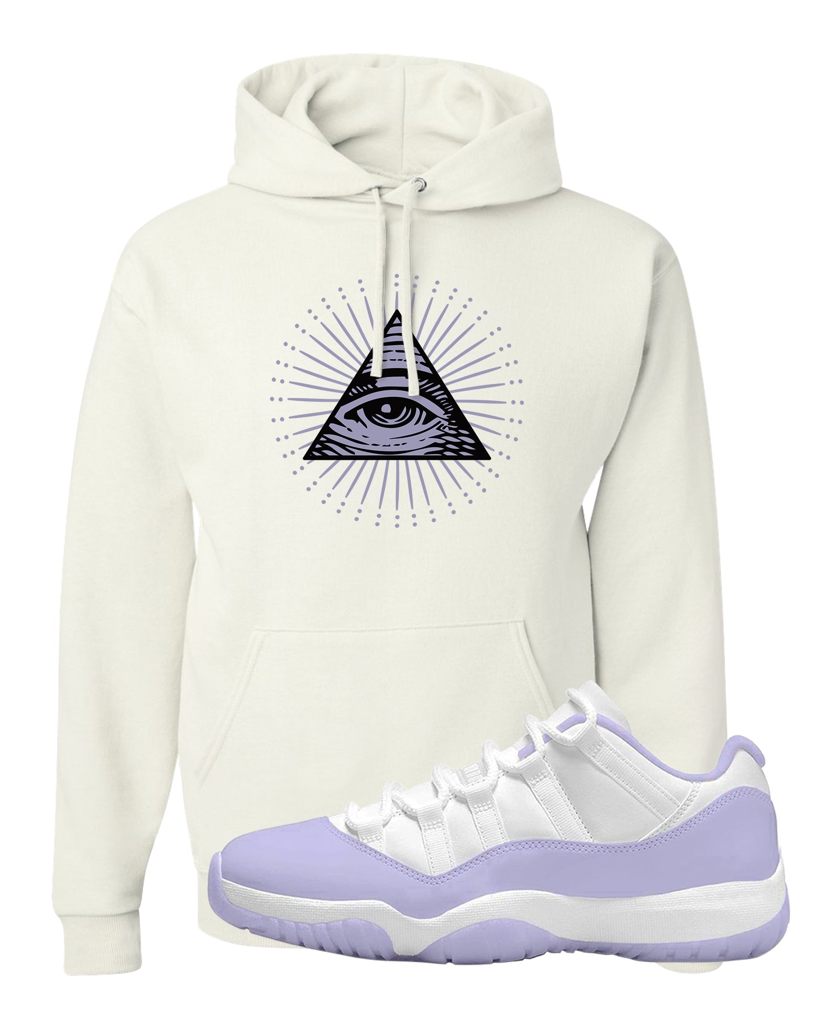 Pure Violet Low 11s Hoodie | All Seeing Eye, White