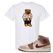 Pink Sand Mauve Mid 1s T Shirt | Sweater Bear, White