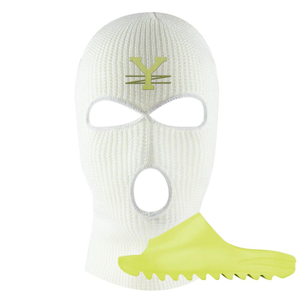 Glow Green Slides Ski Mask | YZ, White