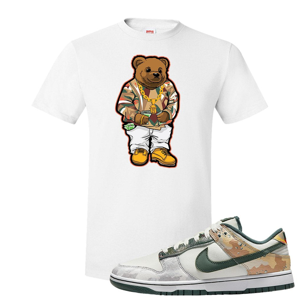Camo Low Dunks T Shirt | Sweater Bear, White