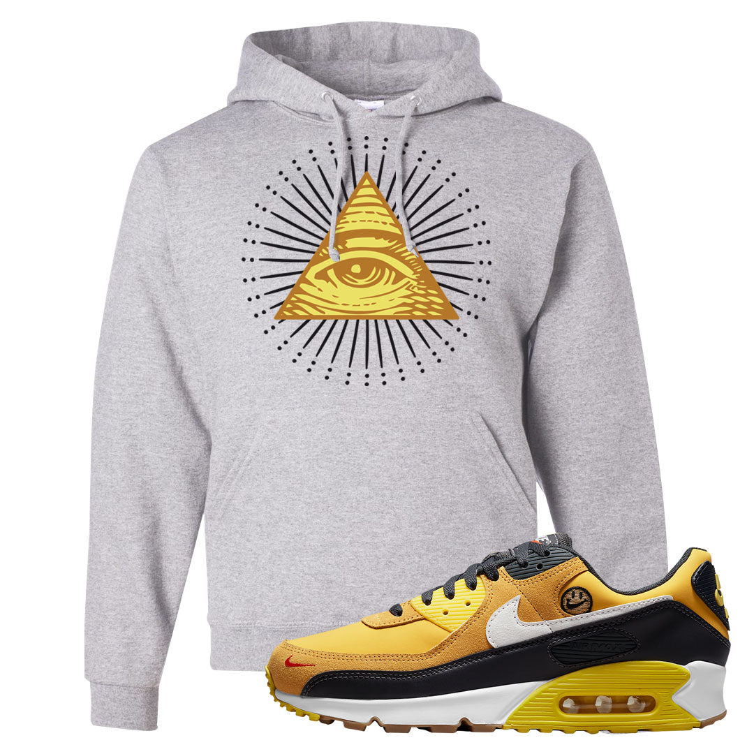 Go The Extra Smile 90s Hoodie | All Seeing Eye, Ash