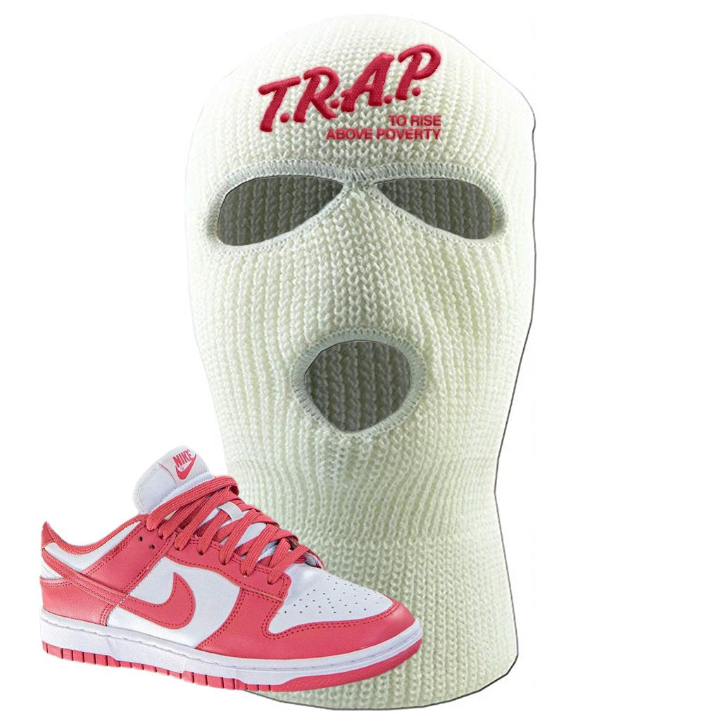 Archeo Pink Low Dunks Ski Mask | Trap To Rise Above Poverty, White