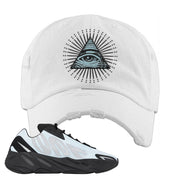 MNVN 700s Blue Tint Distressed Dad Hat | All Seeing Eye, White