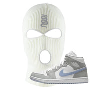 Wolf Grey Mid 1s Ski Mask | Coiled Snake, White