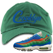 Light Blue Green AMRC 95s Distressed Dad Hat | Crooklyn, Kelly Green