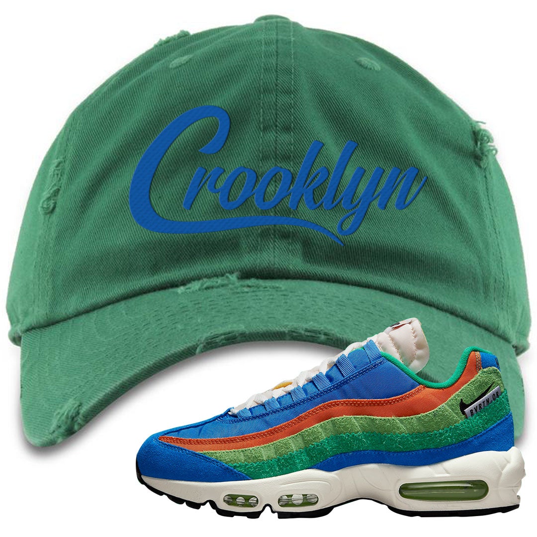 Light Blue Green AMRC 95s Distressed Dad Hat | Crooklyn, Kelly Green