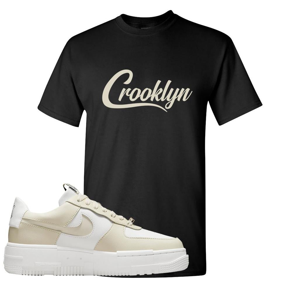 Pixel Cream White Force 1s T Shirt | Crooklyn, Black