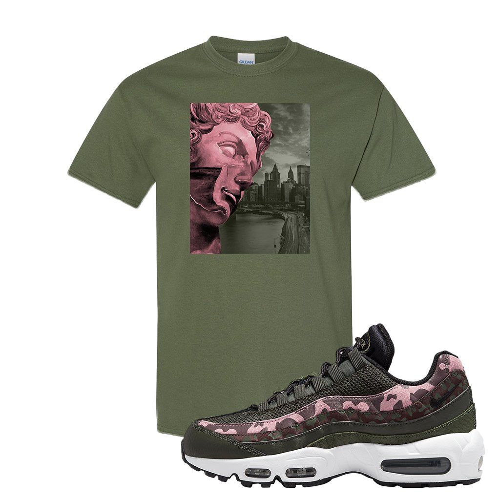 Olive Pink Camo 95s T Shirt | Miguel, Military Green