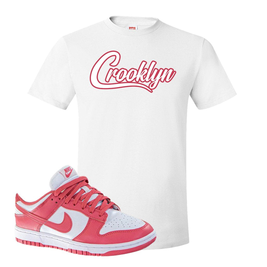 Archeo Pink Low Dunks T Shirt | Crooklyn, White