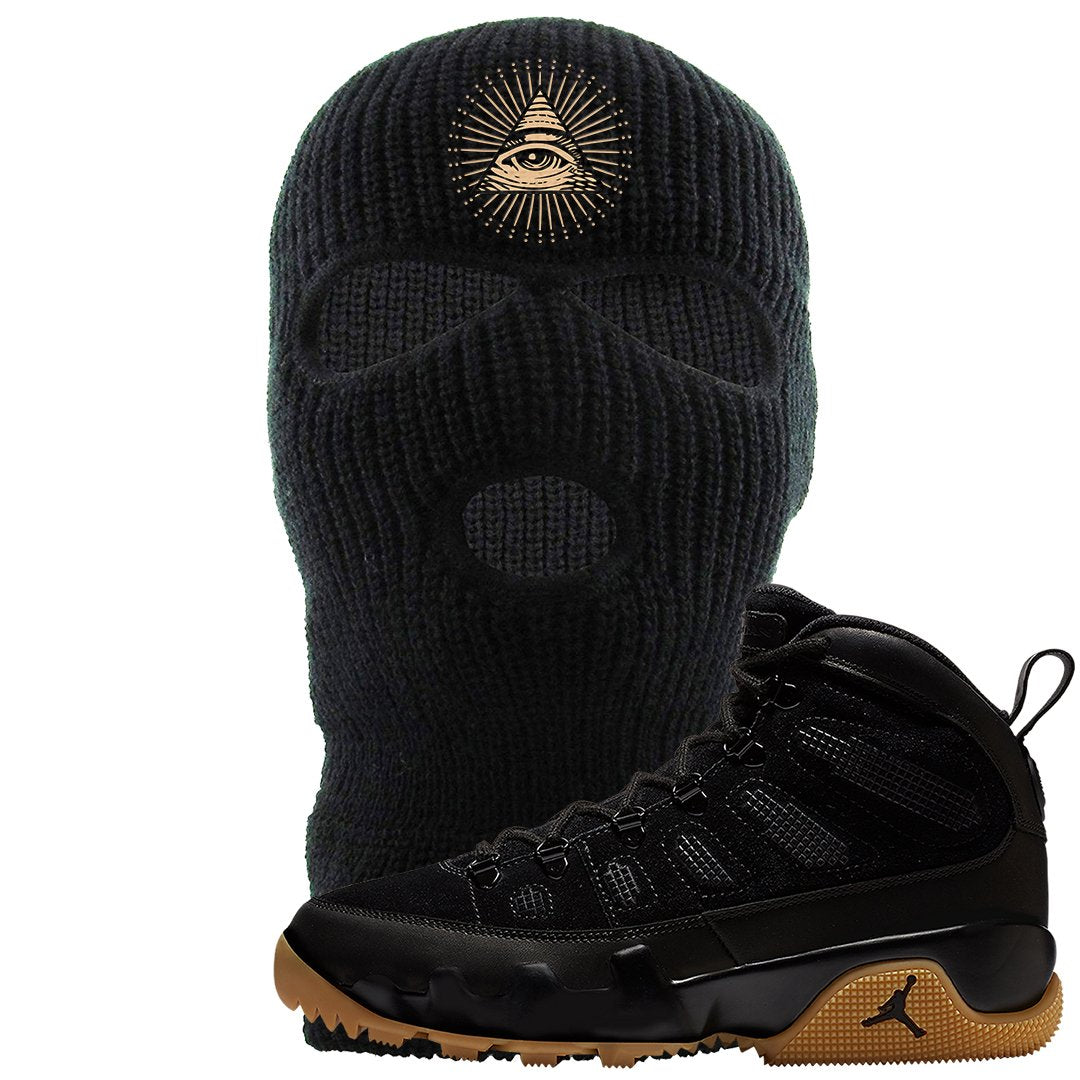 NRG Black Gum Boot 9s Ski Mask | All Seeing Eye, Black