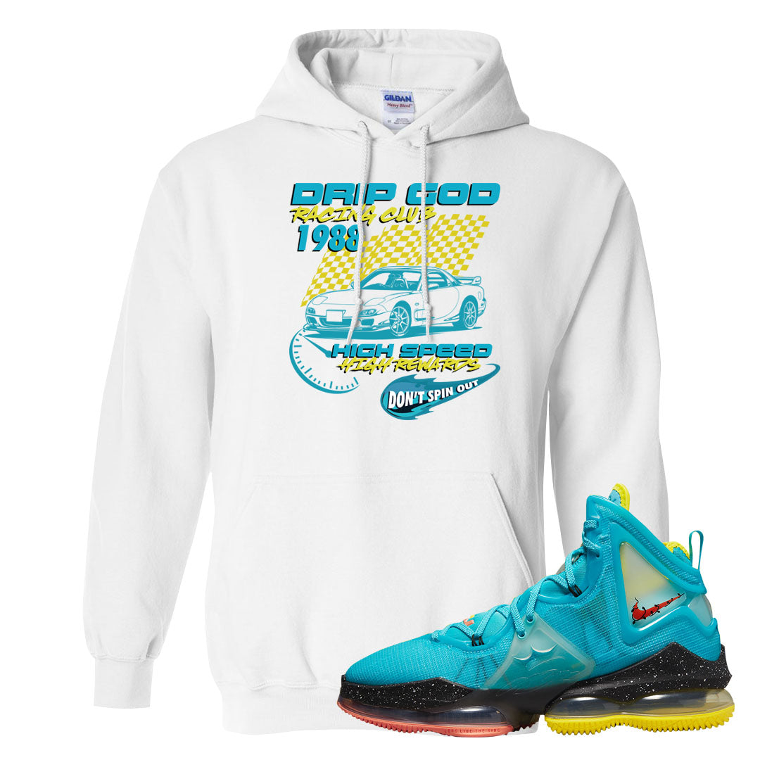 South Beach Christmas Bron 19s Hoodie | Drip God Racing Club, White