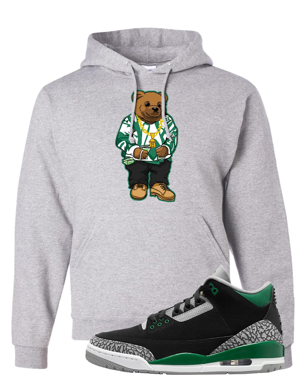 Pine Green 3s Hoodie | Sweater Bear, Ash