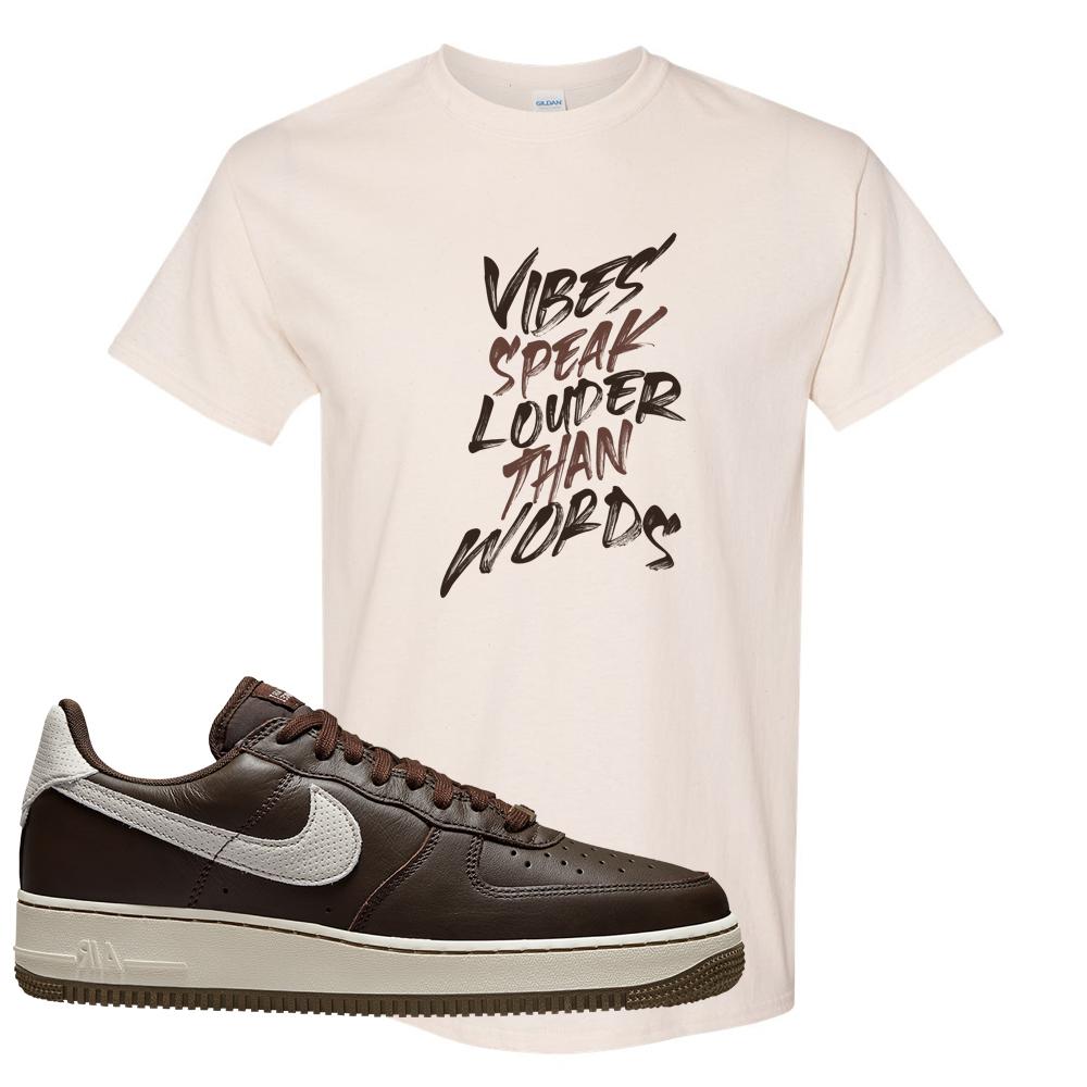 Dark Chocolate Leather 1s T Shirt | Vibes Speak Louder Than Words, Natural