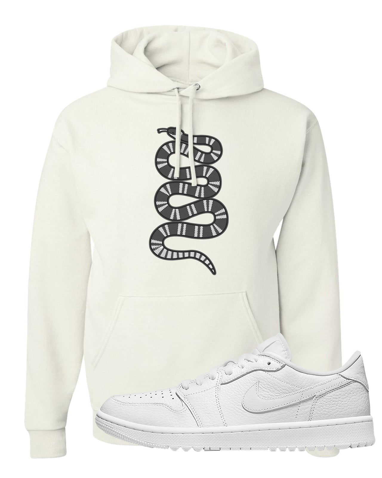 Triple White Golf Low 1s Hoodie | Coiled Snake, White