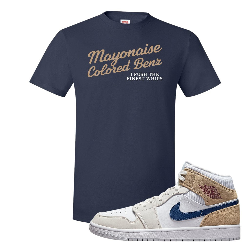 White Tan Navy 1s T Shirt | Mayonaise Colored Benz, Navy
