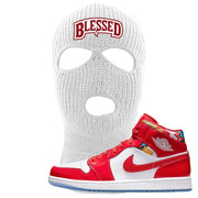 Barcelona Sweater Mid 1s Ski Mask | Blessed Arch, White