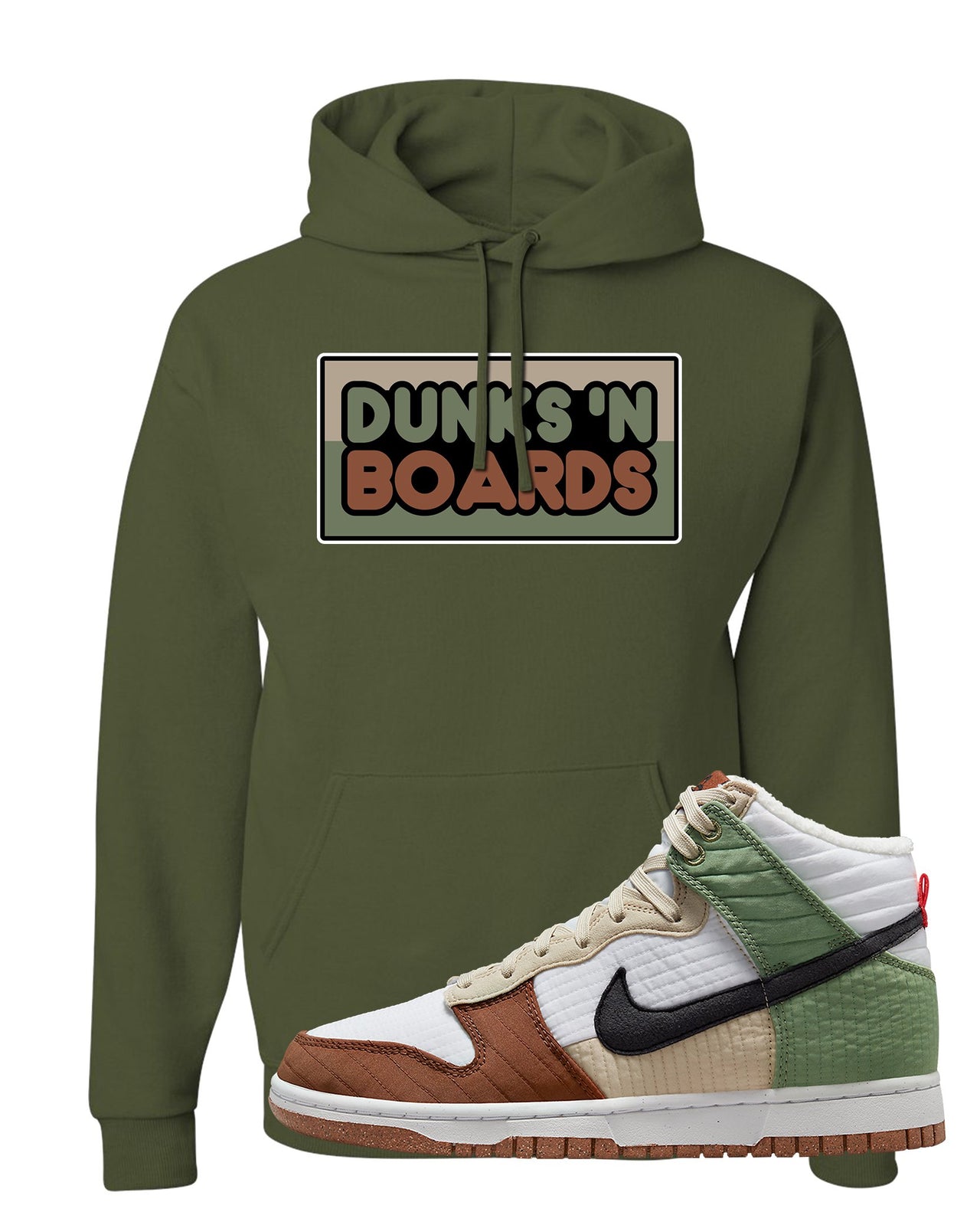 Toasty High Dunks Hoodie | Dunks N Boards, Military Green