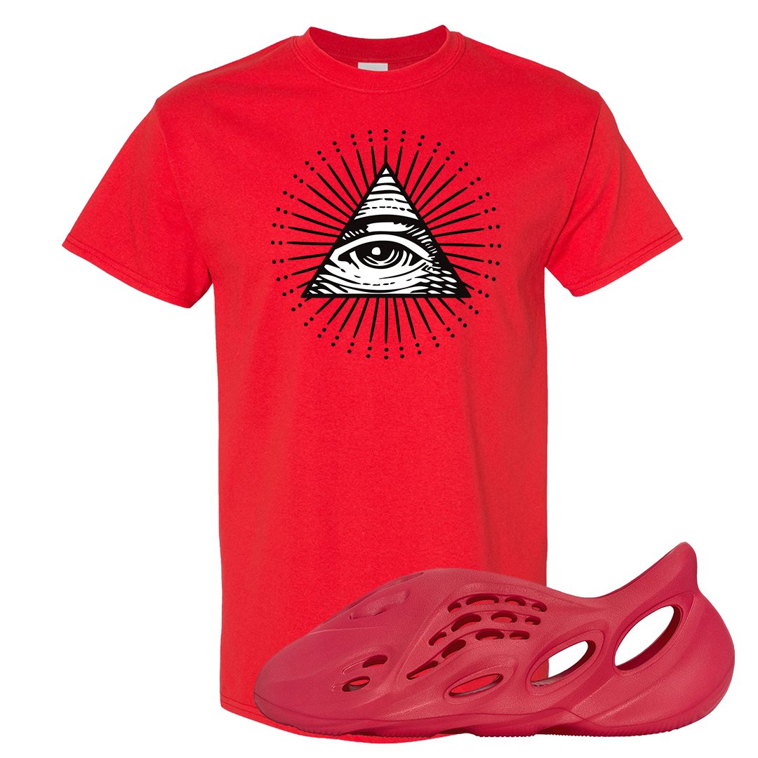Vermillion Foam Runners T Shirt | All Seeing Eye, Red