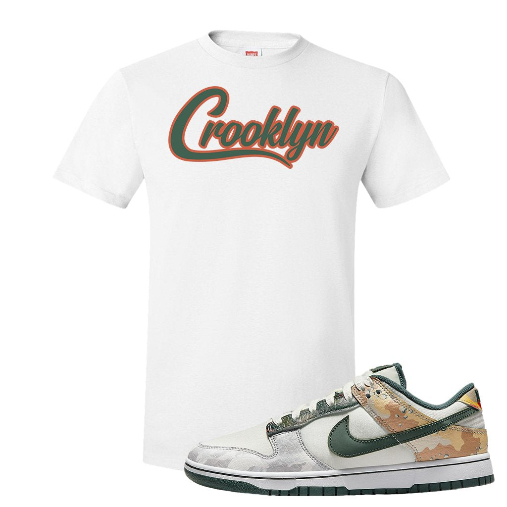 Camo Low Dunks T Shirt | Crooklyn, White