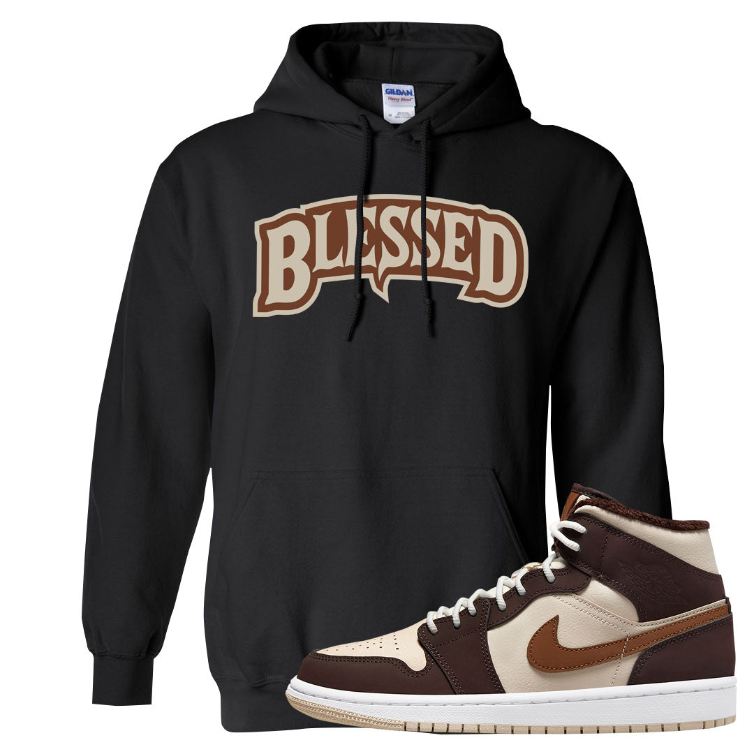 Brown Fleece Mid 1s Hoodie | Blessed Arch, Black