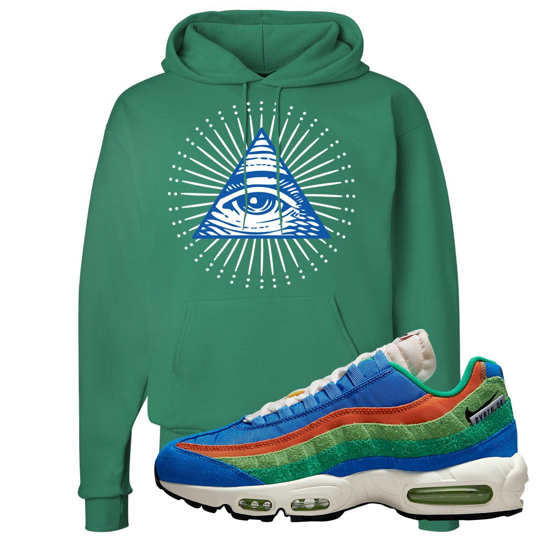 Light Blue Green AMRC 95s Hoodie | All Seeing Eye, Kelly Green