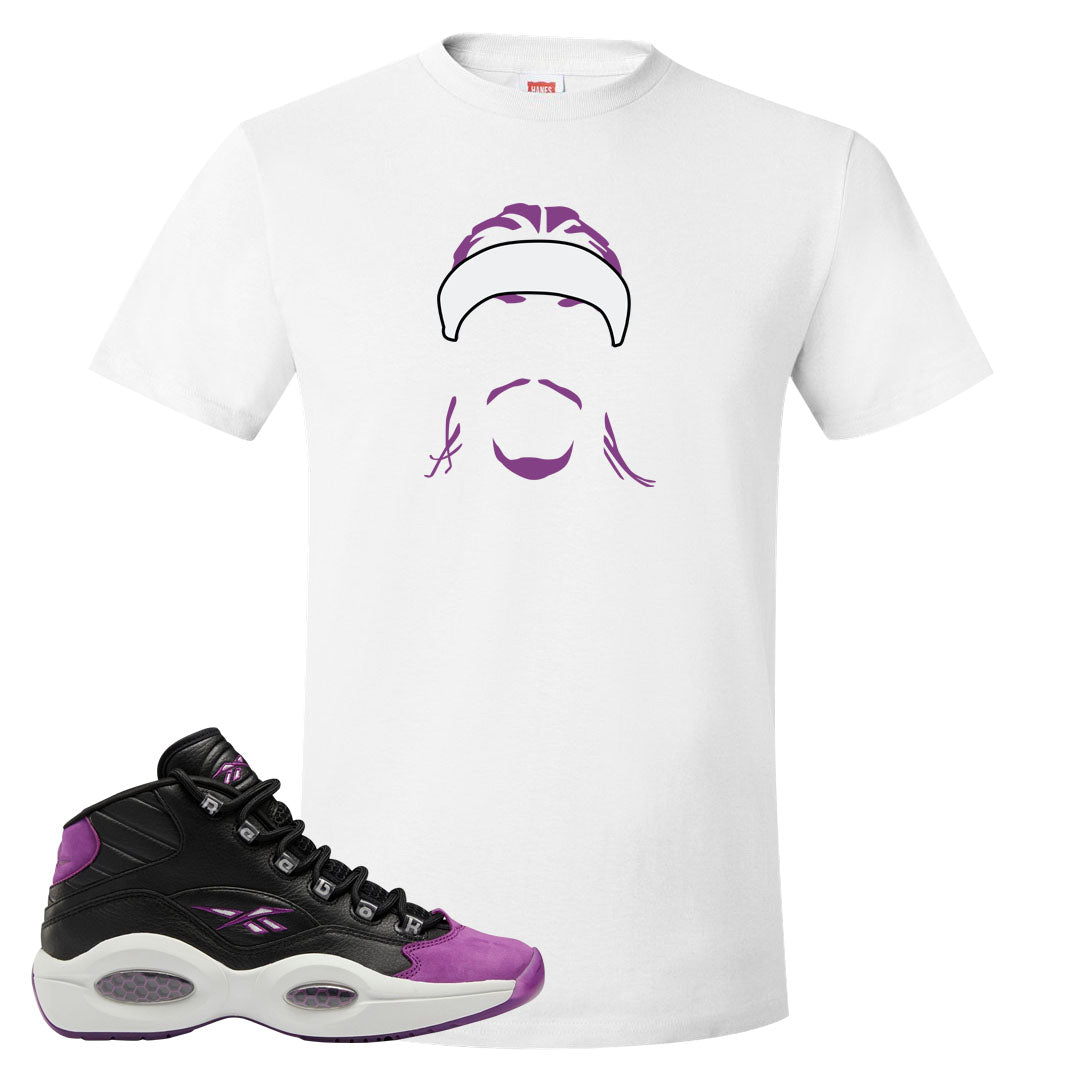 Eggplant Mid Questions T Shirt | Headband Corn Rows, White