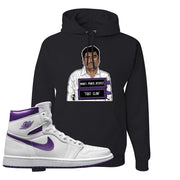 Air Jordan 1 Metallic Purple Hoodie | El Chapo Illustration, Black