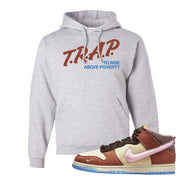 Chocolate Milk Mid Dunks Hoodie | Trap To Rise Above Poverty, Ash