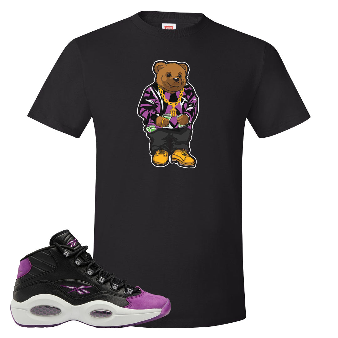 Eggplant Mid Questions T Shirt | Sweater Bear, Black