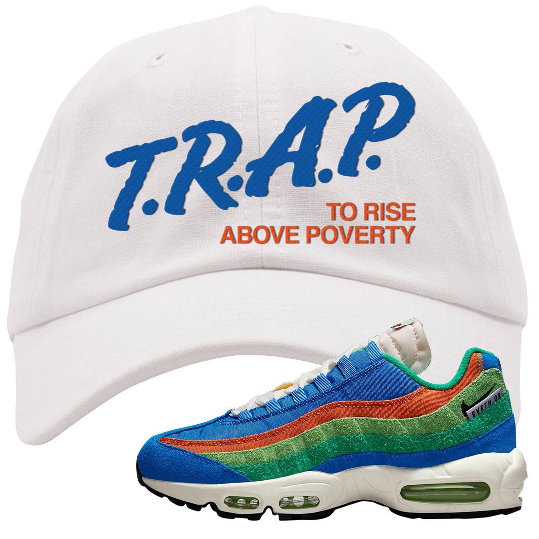 Light Blue Green AMRC 95s Dad Hat | Trap To Rise Above Poverty, White