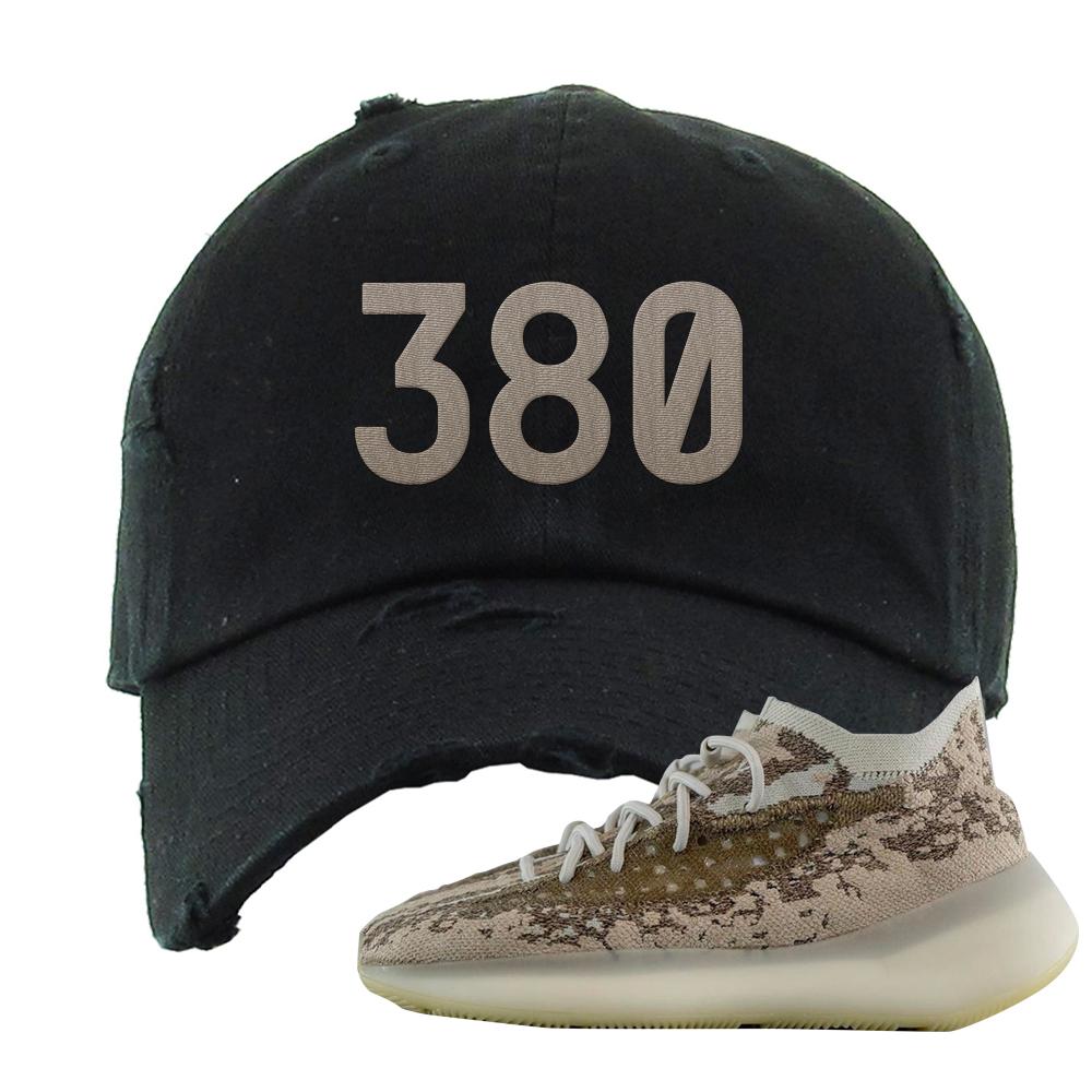 Stone Salt 380s Distressed Dad Hat | 380, Black