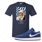 WMNS Dusty Blue Low 1s T Shirt | God Told Me, Navy