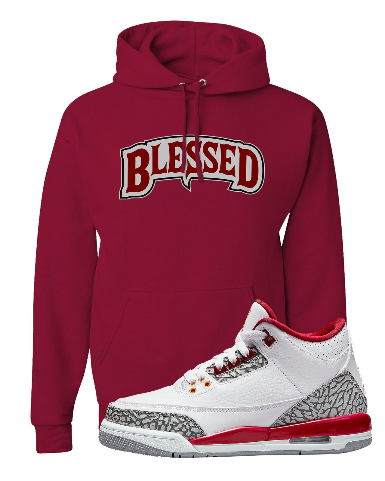 Cardinal Red 3s Hoodie | Blessed Arch, Cardinal