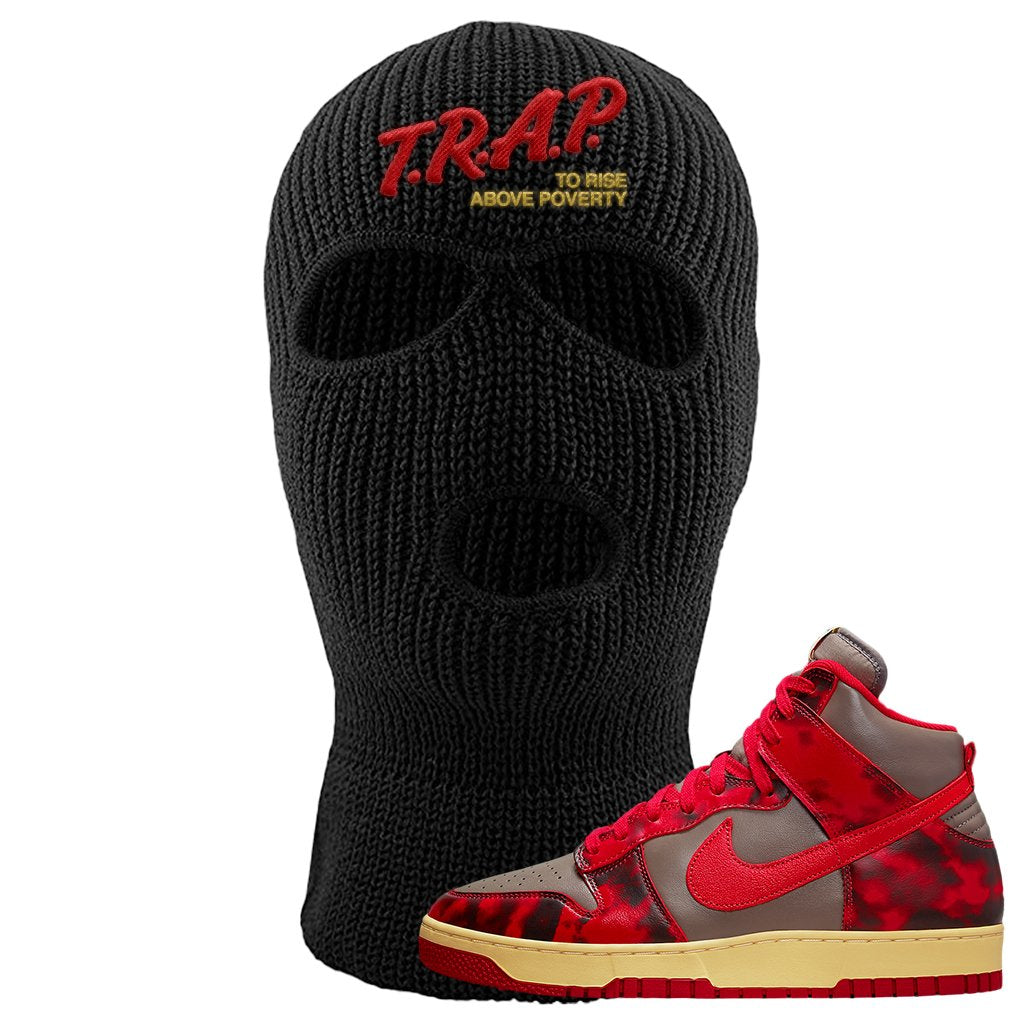 Acid Wash Red 1985 High Dunks Ski Mask | Trap To Rise Above Poverty, Black