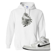 Light Smoke Grey Mid 1s Hoodie | Indian Chief, White