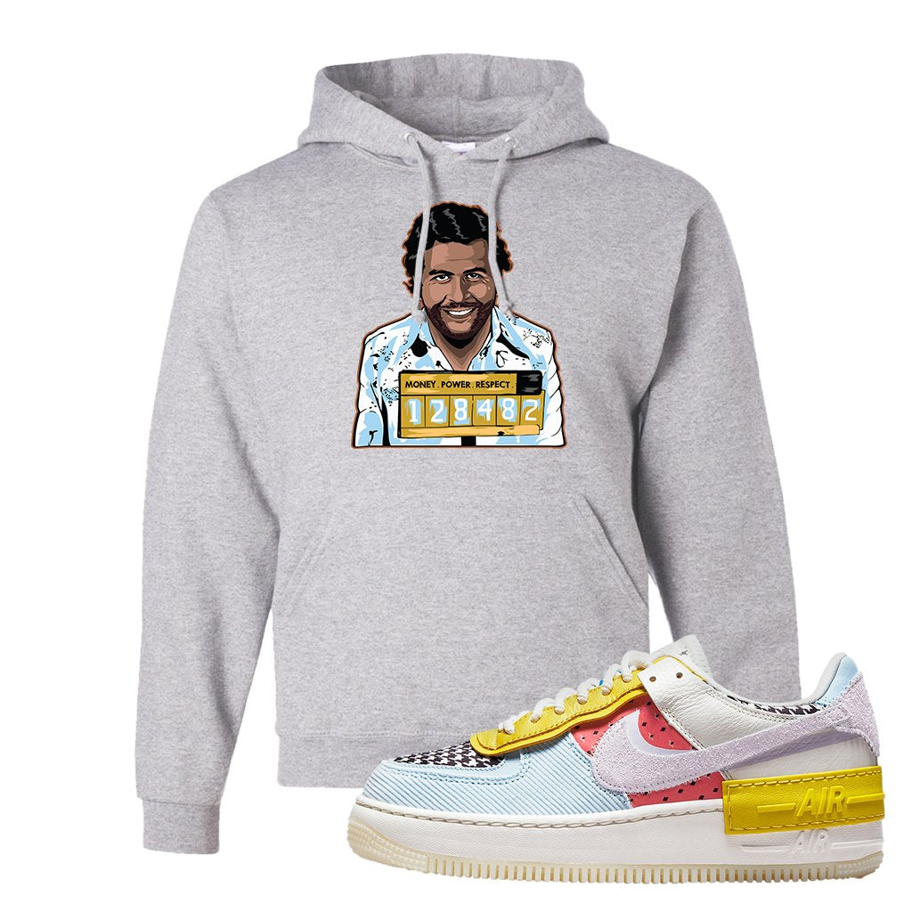 Air Force 1 Shadow Multi-Color Hoodie | Escobar Illustration, Ash