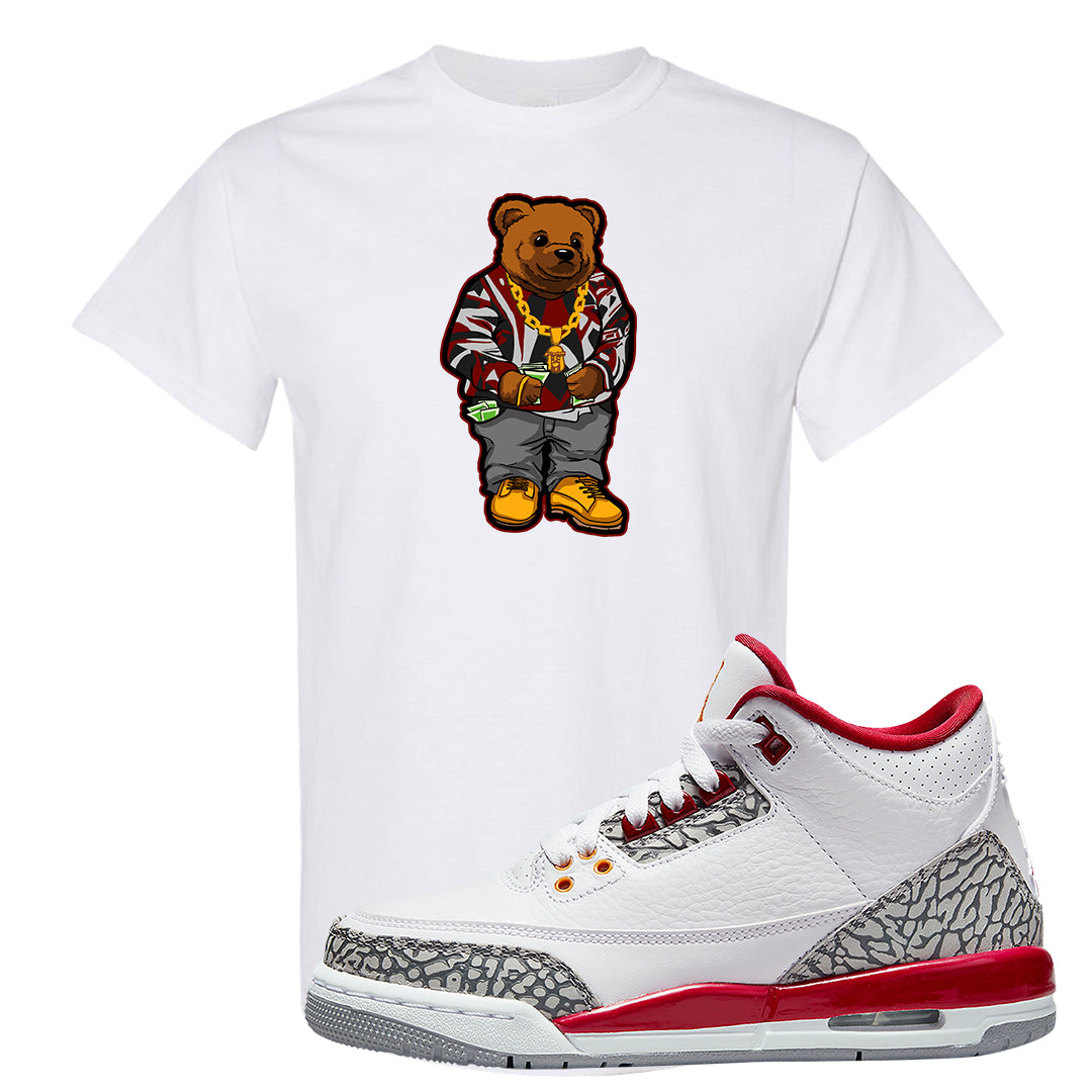 Cardinal Red 3s T Shirt | Sweater Bear, White