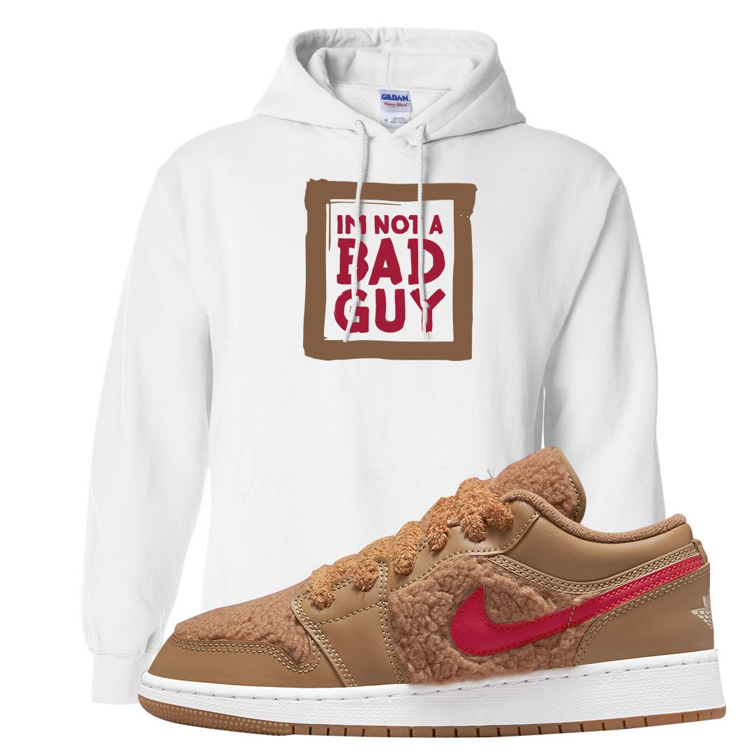 Teddy Bear Low 1s Hoodie | I'm Not A Bad Guy, White