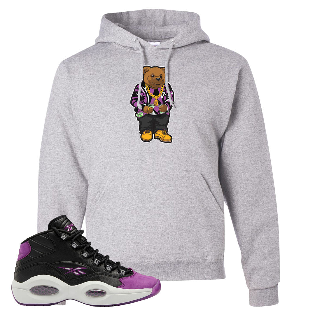 Eggplant Mid Questions Hoodie | Sweater Bear, Ash