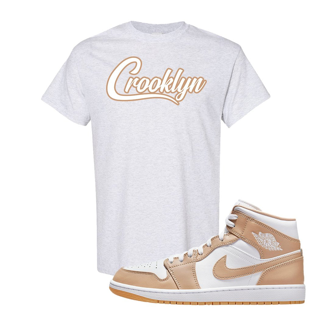 Air Jordan 1 Mid Tan Leather T Shirt | Crooklyn, Ash