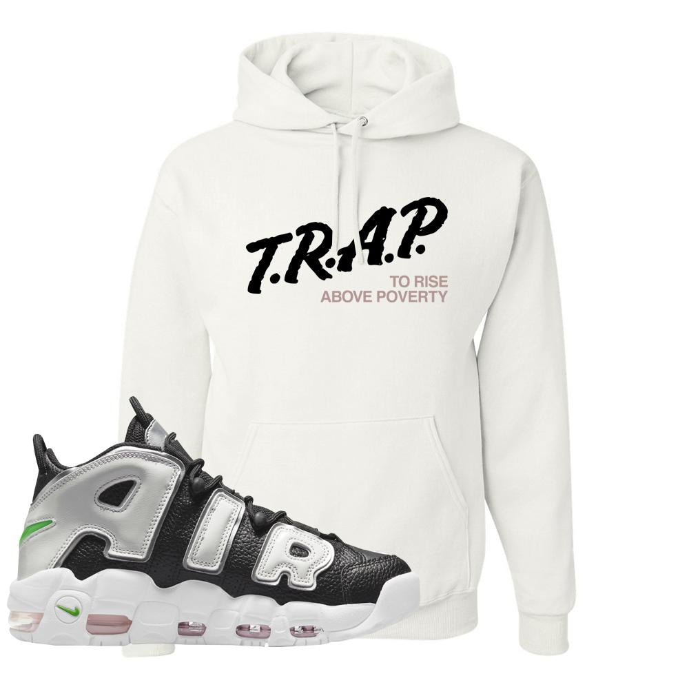 Black Silver Uptempos Hoodie | Trap To Rise Above Poverty, White