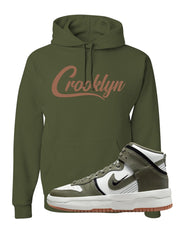 Cargo Khaki Rebel High Dunks Hoodie | Crooklyn, Military Green