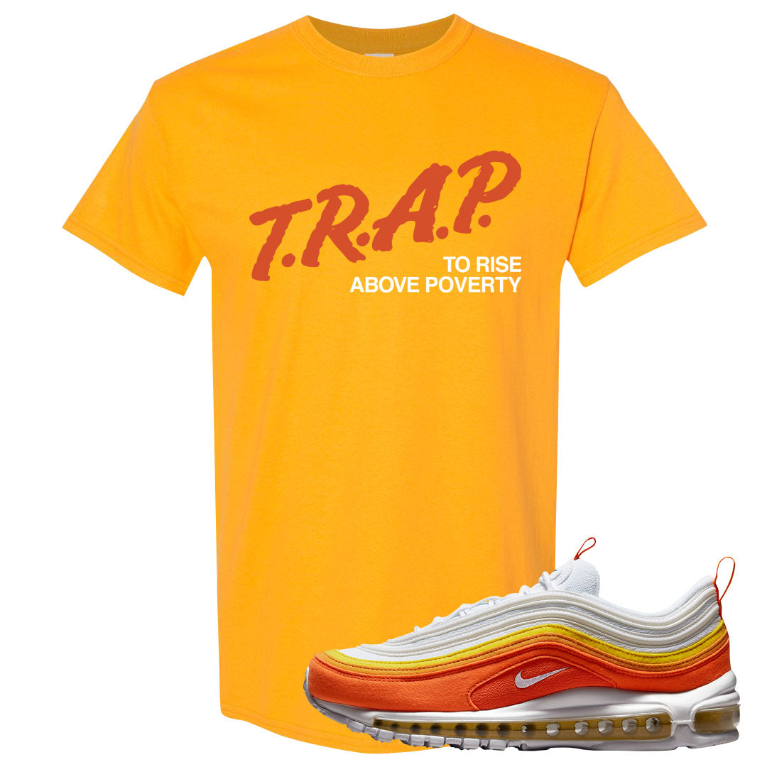Club Orange Yellow 97s T Shirt | Trap To Rise Above Poverty, Gold