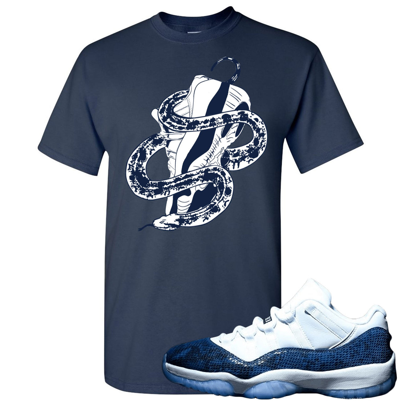 Snakeskin Low Blue 11s T Shirt | Snake Around Shoes, Navy Blue